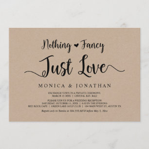 Invitation Rien De Gentil, Juste Amour, Kraft Rustique, Elope