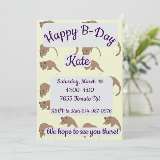 Invitation Ring Tail Possums Happy Birthday