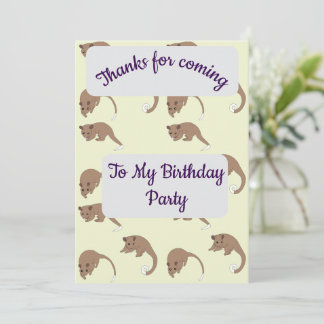 Invitation Ring Tail Possums Thank you