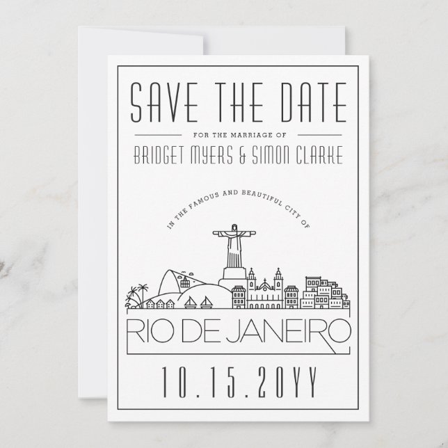 Invitation Rio Brésil Mariage Style Ciel Sauvegarder la Date (Devant)