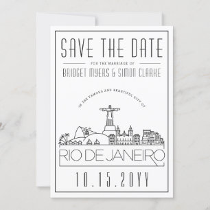 Invitation Rio Brésil Mariage stylisé Skyline Enregistrer la 