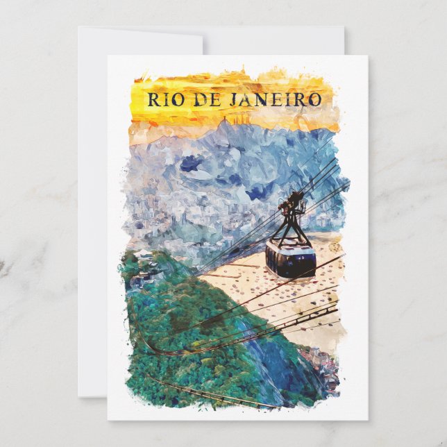 Invitation Rio de Janeiro Brésil Art Aquarelle (Devant)