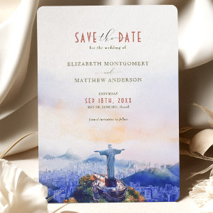 Invitation Rio de Janeiro Brésil Sauvez la date Christ