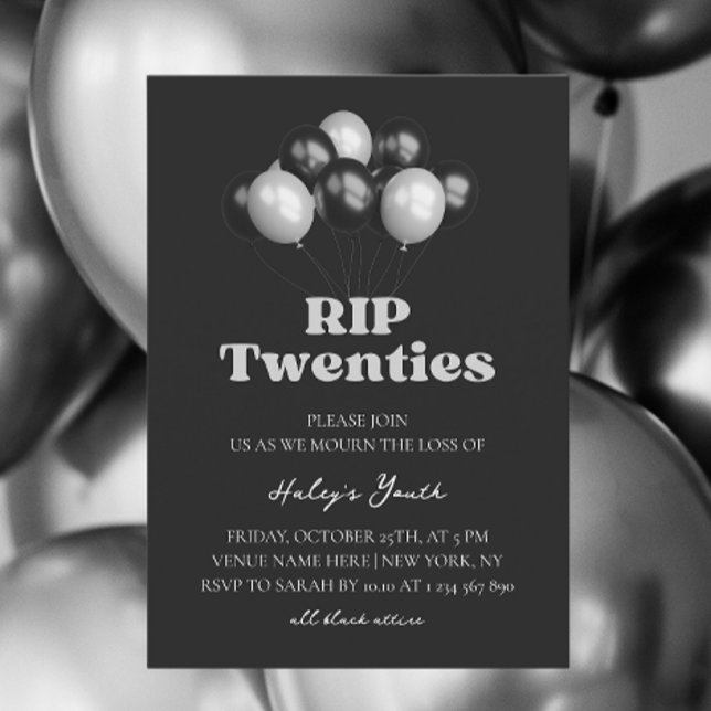 Invitation RIP 20 ans Anniversaire 30 ans Élégant Funérailles (Créateur téléchargé)