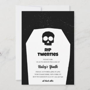Invitation RIP 20 ans Crâne Gothique Noir 30e Anniversaire