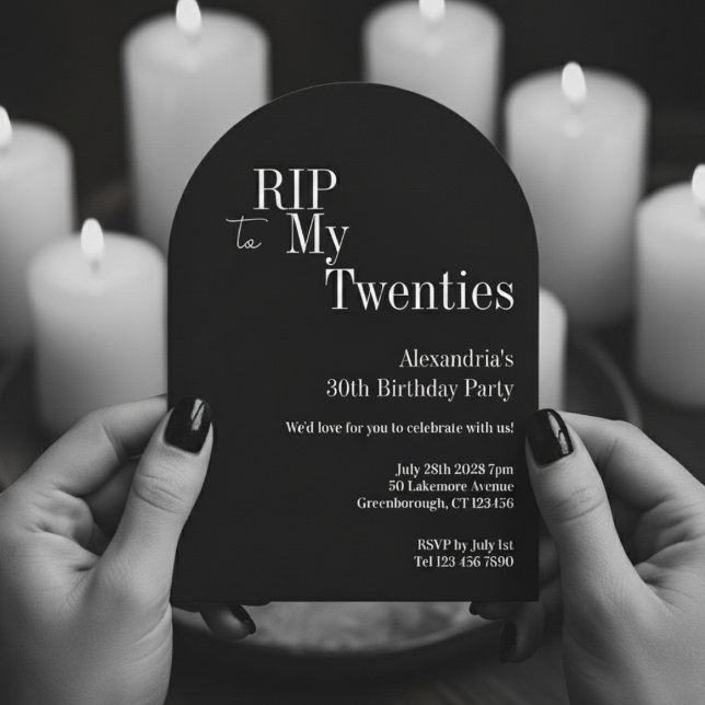 Invitation RIP 20s 30e fête d'anniversaire Noir et blanc (Créateur téléchargé)