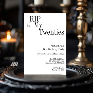 Invitation RIP 20s 30e fête minimale d'anniversaire