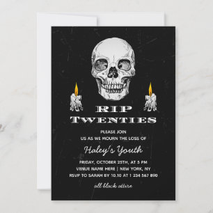 Invitation RIP 20s Années Crâne gothique Noir 30e anniversair