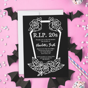 Invitation Rip 20s Black Rose Coffin 30e fête d'anniversaire