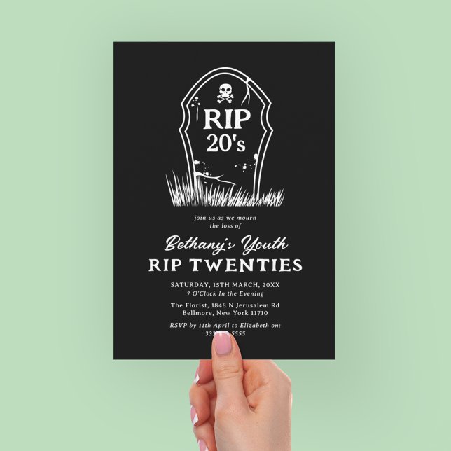Invitation RIP 20s Black White 30th Birthday Party (Créateur téléchargé)