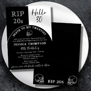 Invitation RIP 20s Bonjour 30 Tombstone Skull 30e anniversair