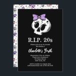 Invitation Rip 20s Coquette Aesthétique Bow 30th Birthday Par<br><div class="desc">Réjouissez l'invitation de fête d'anniversaire des années 20 avec un thème esthétique coquette pour célébrer le 30e anniversaire d'une femme. Design noir avec des lettres blanches,  un crâne,  des arcs,  et les mots "mort de la jeunesse". Personnalisez-le avec les détails de votre fête et les informations RSVP.</div>