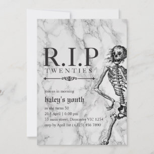 Invitation RIP 20s Vingt ans Drôle Crâne Funérailles 30e Anni