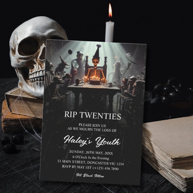 Invitation RIP 20s Vingt ans Drôle de squelette 30e anniversa (Créateur téléchargé)