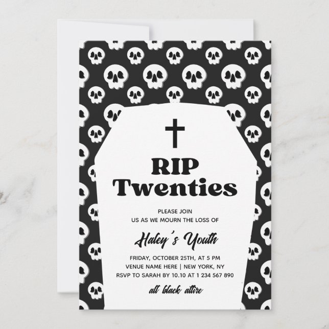 Invitation RIP 20s Vingt ans Funérailles Gothique 30e Anniver (Devant)