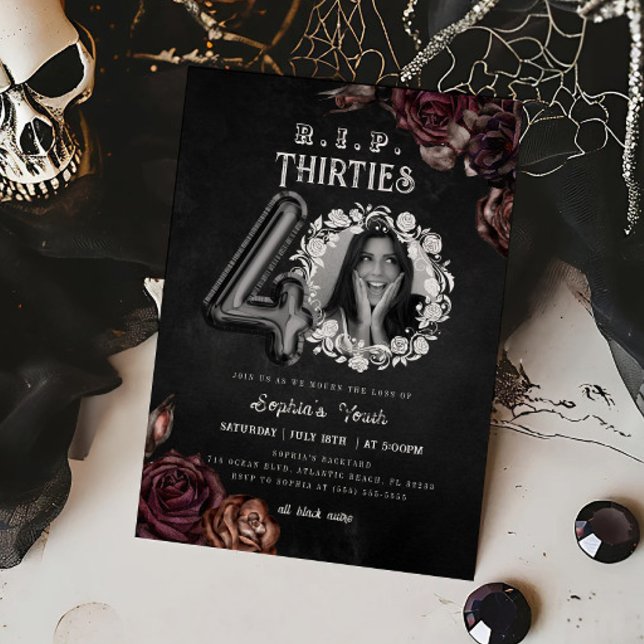 Invitation RIP 30s 40th Birthday Death to my Youth Photo (Créateur téléchargé)