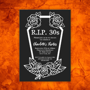 Invitation Rip 30s Black Rose Coffin 40e fête d'anniversaire