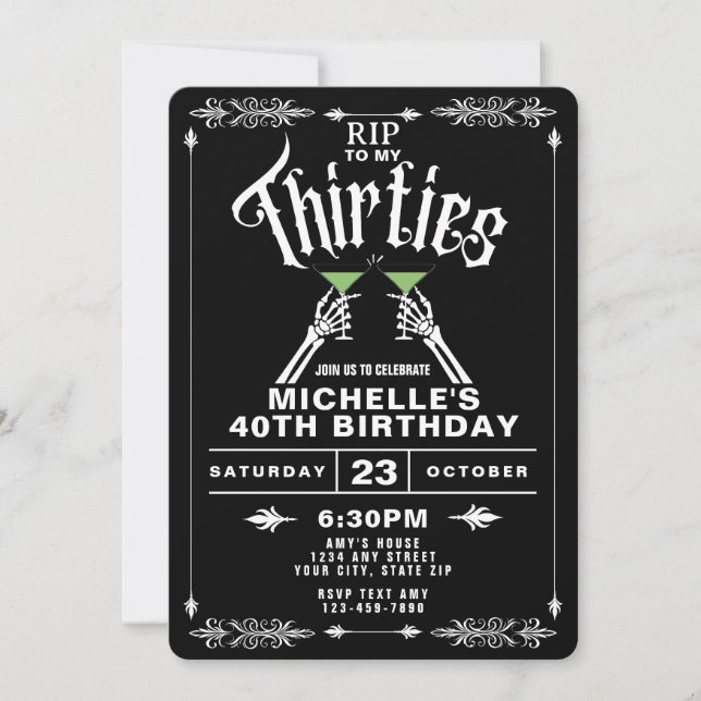 Invitation RIP à mes 30 ans Anniversaire des 40 ans gothique  (Devant)