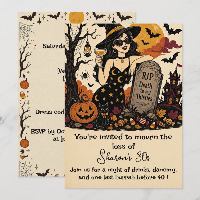 Invitation RIP à mes Trente ans Rétro Halloween 40e Anniversa (Devant / Derrière)