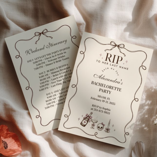 Invitation RIP à son nom de jeune fille Brown Bow (Créateur téléchargé)