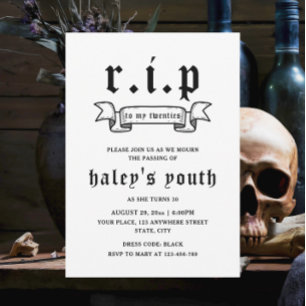 Invitation RIP Années 20 Funny Death Funeral 30th Birthday