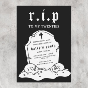Invitation RIP Années 20 Funny Death Funeral 30th Birthday