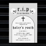 Invitation RIP Années 20 Funny Death Funeral 30th Birthday<br><div class="desc">Ce design drôle mais éffrayant présente un thème funéraire avec une typographie grave et vintage sur un arrière - plan gris et blanc. Personnalisez l'invitation avec vos détails et si vous voulez réorganiser le style et le placement du texte, veuillez appuyer sur le bouton "Cliquez pour customiser plus loin". Pour...</div>
