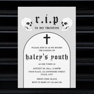 Invitation RIP Années 20 Funny Death Funeral 30th Birthday