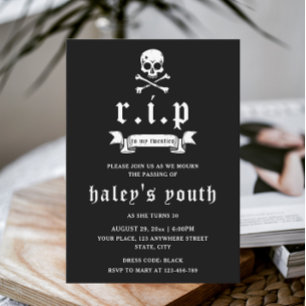 Invitation RIP Années 20 Funny Death Funeral 30th Birthday