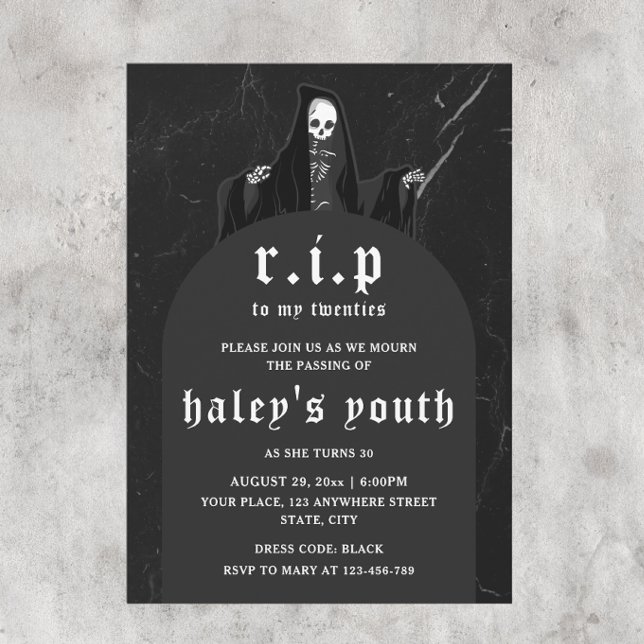 Invitation RIP Années 20 Funny Death Funeral 30th Birthday (Créateur téléchargé)