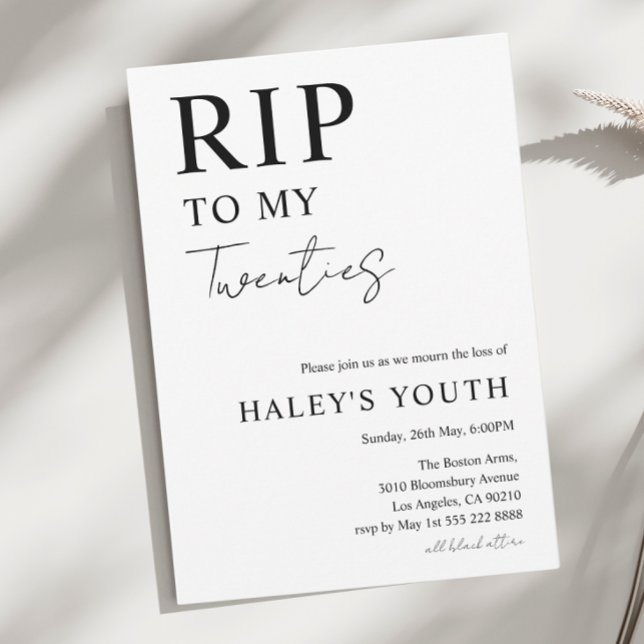 Invitation RIP Années 20 Moderne Simple 30e Anniversaire (Créateur téléchargé)