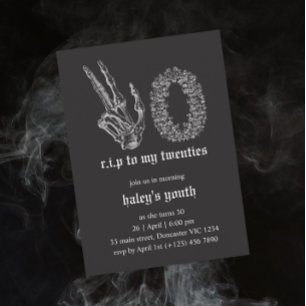 Invitation RIP Années 20 Skeleton Funeral 30th Birthday