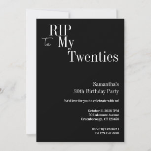 Invitation RIP Années 30e fête d'anniversaire Noir et blanc
