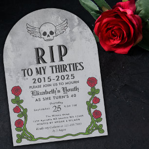 Invitation Rip my 30s Gravestone 40th Gothic Birthday Party