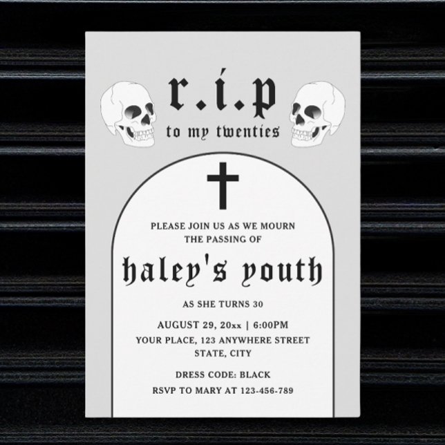 Invitation RIP Twenties 20s Drôle Décès Funérailles 30e Anniv (Créateur téléchargé)