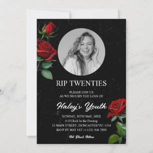 Invitation RIP Twenties 20s Rose Funérailles 30e Anniversaire