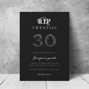 Invitation RIP Twenties Black Balloons 30th Birthday Party