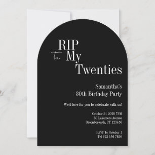 Invitation RIP Twenties Party 30e anniversaire Noir Blanc