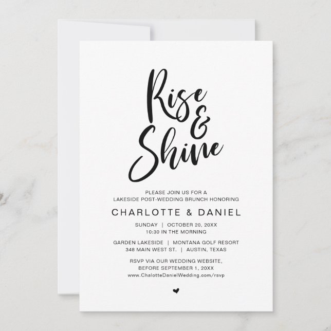 Invitation Rise and Shine, Mariage de la poste Fête de Brunch (Devant)
