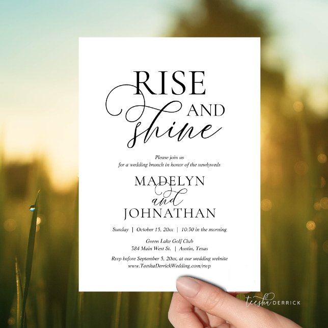 Invitation Rise and Shine, mariage de la poste Fête de Brunch (Rise and Shine, Post wedding Brunch Celebration Invitation Card, Modern Classy theme, Downloadable)