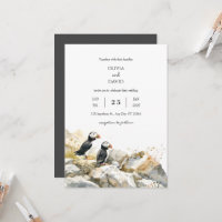 Rive rocheuse avec Puffins Couple Beach Wedding