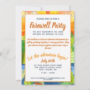 Invitation River Adventure Farewell Party Illustrated Nature