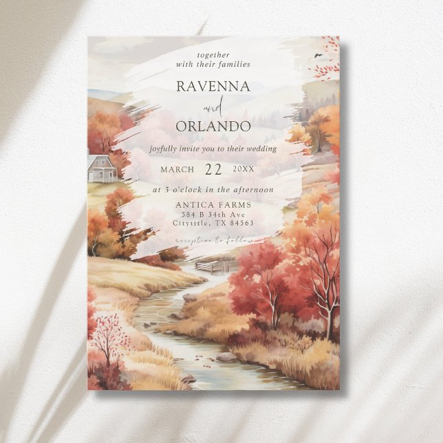 Invitation Rivière Rouge Automne Forêt Mariage d'Automne (Créateur téléchargé)