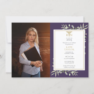 Invitation RN Diplôme en soins infirmiers Purple Gold Foliage