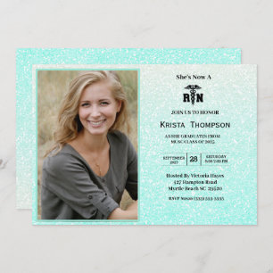 Invitation RN Graduation Party Photo Mint Green Parties scint