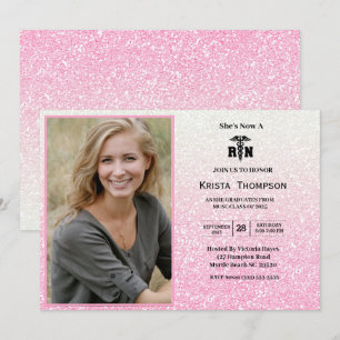 Invitation RN Graduation Party Photo Parties scintillant rose