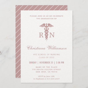 Invitation RN Infirmière inscrite Caduceus Graduation minimal