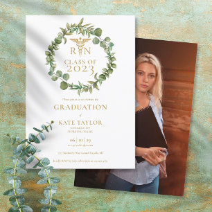 Invitation RN Nursing Elegant Garland Photo Party