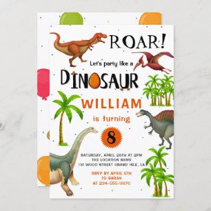 Invitation Roar Boys Dinosaur Anniversaire Jungle