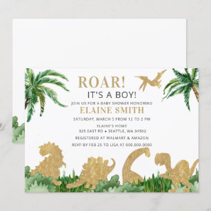 Invitation Roar Dinosaur Baby shower neutre de genre